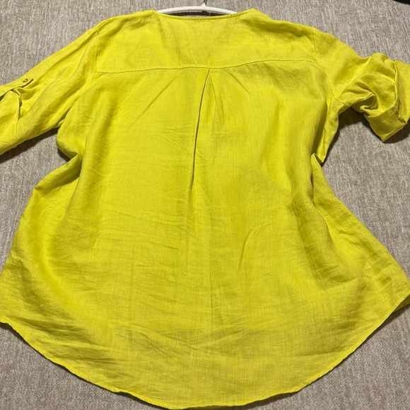 XXL 100% Linen Tunic top Ellen Tracy Company NWOT. Gold zipper 3/4 tab sleeves - Picture 4 of 4